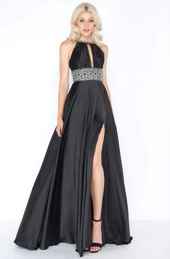 Formal Gowns Cassandra Stone - 77435A Rhinestone Accented Halter A-line Dress 6 Formal Gowns Cassandra Stone - 77435A Rhinestone Accented Halter A-line Dress