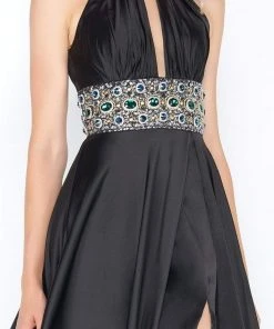 Formal Gowns Cassandra Stone - 77435A Rhinestone Accented Halter A-line Dress 13 Formal Gowns Cassandra Stone - 77435A Rhinestone Accented Halter A-line Dress