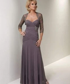 Christina Wu Elegance - 17784 Brooch Ornate Pleated Interweave Gown