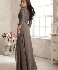 Formal Gowns Christina Wu Elegance - 17800 Surplice Lace Bodice High Slit Gown