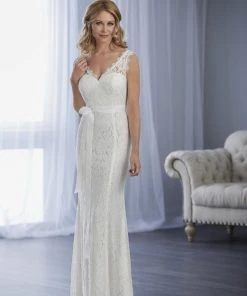 Christina Wu Elegance - 17855 Corded Lace V Neck Sheath Dress Formal Gowns