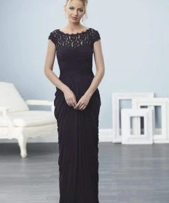 Formal Gowns Christina Wu Elegance - 20231 Lace Bateau Neck Jersey Sheath Dress
