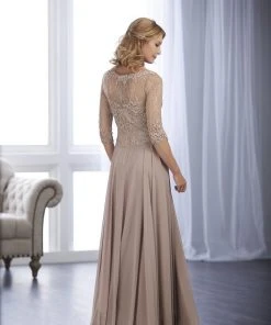 Formal Gowns Christina Wu Elegance - Beaded Lace Illusion Bateau Dress 17848 - 1 Pc Navy In Size 6 Available