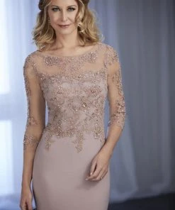 Christina Wu Elegance - Beaded Lace Illusion Bateau Jersey Gown 17852 - 1 Pc Sapphire Rose In Size 6 Available Formal Gowns