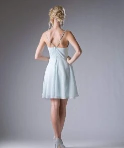 Cinderella Divine - 1009 Beaded V-neck Chiffon A-line Dress Cocktail Dresses