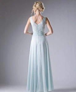 Formal Gowns Cinderella Divine - 1019 Lace Embellished Bateau Neck A-line Dress