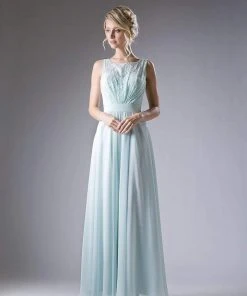 Formal Gowns Cinderella Divine - 1019 Lace Embellished Bateau Neck A-line Dress