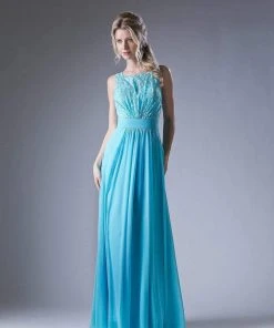 Formal Gowns Cinderella Divine - 1019 Lace Embellished Bateau Neck A-line Dress