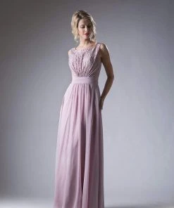 Formal Gowns Cinderella Divine - 1019 Lace Embellished Bateau Neck A-line Dress