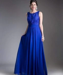 Formal Gowns Cinderella Divine - 1019 Lace Embellished Bateau Neck A-line Dress