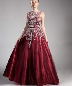 Cinderella Divine - 1020 Embroidered Illusion Bateau Evening Gown 11 Cinderella Divine - 1020 Embroidered Illusion Bateau Evening Gown
