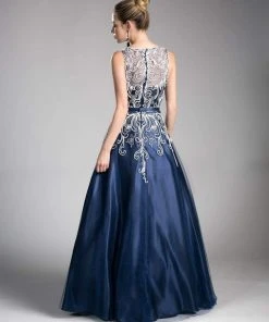 Cinderella Divine - 1020 Embroidered Illusion Bateau Evening Gown 14 Cinderella Divine - 1020 Embroidered Illusion Bateau Evening Gown