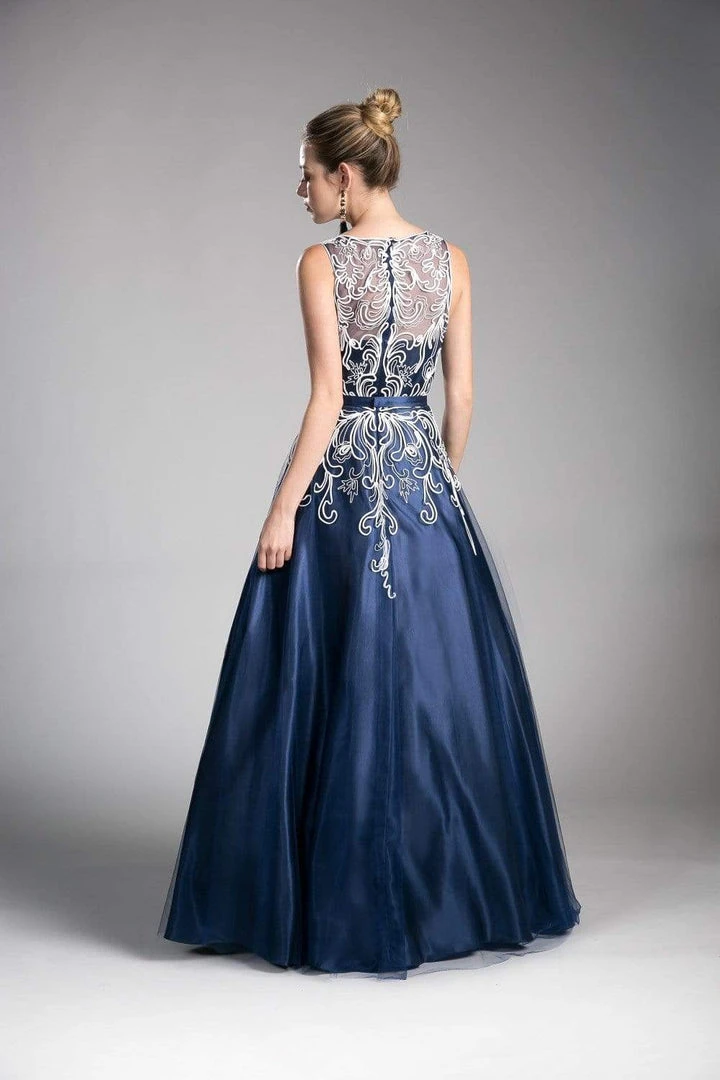 Cinderella Divine - 1020 Embroidered Illusion Bateau Evening Gown 8 Cinderella Divine - 1020 Embroidered Illusion Bateau Evening Gown