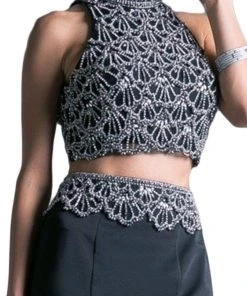 Formal Gowns Cinderella Divine - 11574 Beaded Two Piece Mermaid Gown