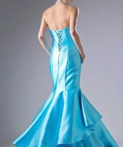 Cinderella Divine - 13480 Strapless Tiered Mermaid Evening Gown