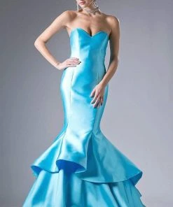 Cinderella Divine - 13480 Strapless Tiered Mermaid Evening Gown