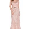 Cinderella Divine - 1420 Beaded Lace V-neck Sheath Dress