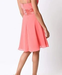 Cinderella Divine - 1490 Floral Applique Pleated Cocktail Dress Cocktail Dresses