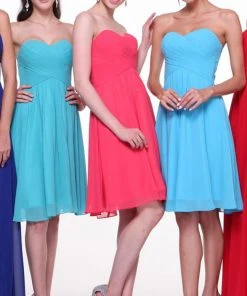 Cinderella Divine - 1497 Strapless Sweetheart Pleated A-line Short Dress Cocktail Dresses