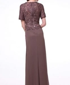 Formal Gowns Cinderella Divine - 1942 Embroidered Sweetheart Sheath Dress