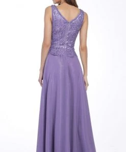 Cinderella Divine - 1945 Sleeveless Lace Appliqued A-Line Long Dress Formal Gowns