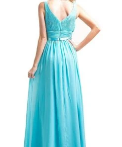 Formal Gowns Cinderella Divine - 1972 Plunging Sweetheart Empire Chiffon Long Formal Dress