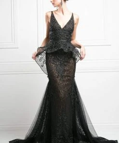 Cinderella Divine - 2209 Lace Embroidered Mermaid Dress Formal Gowns