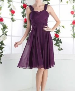 Cinderella Divine - 3801 Floral Strap Empire Waist A-Line Short Dress