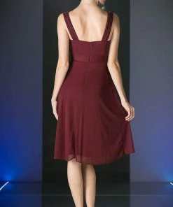 Cinderella Divine - 3802 Sleeveless V-Neck Ruched Chiffon A-Line Dress