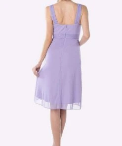 Cinderella Divine - 3802 Sleeveless V-Neck Ruched Chiffon A-Line Dress
