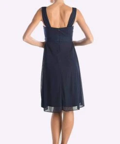 Cinderella Divine - 3802 Sleeveless V-Neck Ruched Chiffon A-Line Dress