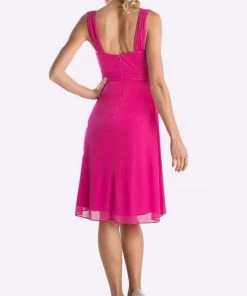 Cinderella Divine - 3802 Sleeveless V-Neck Ruched Chiffon A-Line Dress