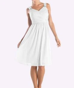 Cinderella Divine - 3802 Sleeveless V-Neck Ruched Chiffon A-Line Dress