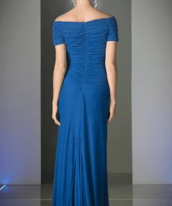 Formal Gowns Cinderella Divine - 3813 Off-Shoulder Ruched Bodice Drop Waist Gown 17 Formal Gowns Cinderella Divine - 3813 Off-Shoulder Ruched Bodice Drop Waist Gown