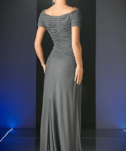 Formal Gowns Cinderella Divine - 3813 Off-Shoulder Ruched Bodice Drop Waist Gown 16 Formal Gowns Cinderella Divine - 3813 Off-Shoulder Ruched Bodice Drop Waist Gown