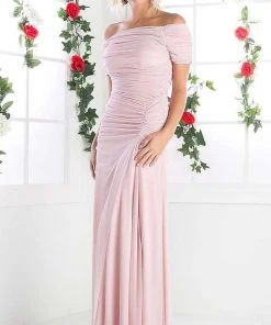 Formal Gowns Cinderella Divine - 3813 Off-Shoulder Ruched Bodice Drop Waist Gown 15 Formal Gowns Cinderella Divine - 3813 Off-Shoulder Ruched Bodice Drop Waist Gown
