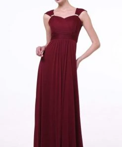 Formal Gowns Cinderella Divine - 3831 Empire Waist Cutout Back Flowy A-Line Gown