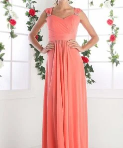 Formal Gowns Cinderella Divine - 3831 Empire Waist Cutout Back Flowy A-Line Gown