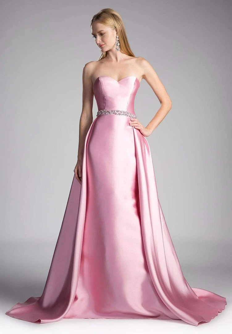 Cinderella Divine - 455 Beaded Belt Strapless Silk Gown With Overskirt Formal Gowns 5 Cinderella Divine - 455 Beaded Belt Strapless Silk Gown With Overskirt Formal Gowns