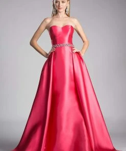 Cinderella Divine - 455 Beaded Belt Strapless Silk Gown With Overskirt Formal Gowns 13 Cinderella Divine - 455 Beaded Belt Strapless Silk Gown With Overskirt Formal Gowns