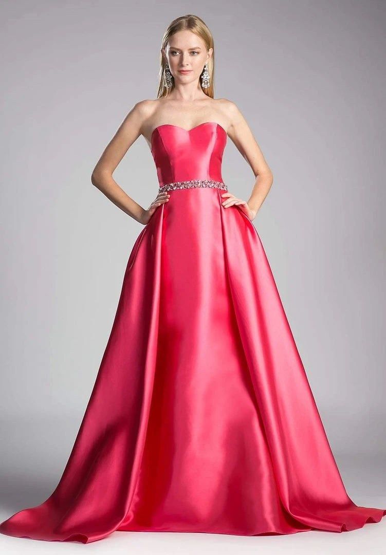 Cinderella Divine - 455 Beaded Belt Strapless Silk Gown With Overskirt Formal Gowns 6 Cinderella Divine - 455 Beaded Belt Strapless Silk Gown With Overskirt Formal Gowns