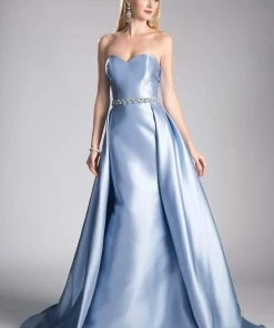 Cinderella Divine - 455 Beaded Belt Strapless Silk Gown With Overskirt Formal Gowns 14 Cinderella Divine - 455 Beaded Belt Strapless Silk Gown With Overskirt Formal Gowns
