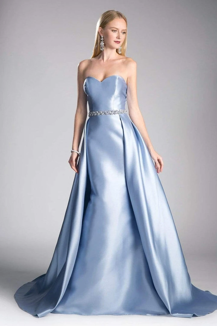 Cinderella Divine - 455 Beaded Belt Strapless Silk Gown With Overskirt Formal Gowns 7 Cinderella Divine - 455 Beaded Belt Strapless Silk Gown With Overskirt Formal Gowns