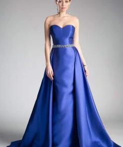 Cinderella Divine - 455 Beaded Belt Strapless Silk Gown With Overskirt Formal Gowns 16 Cinderella Divine - 455 Beaded Belt Strapless Silk Gown With Overskirt Formal Gowns