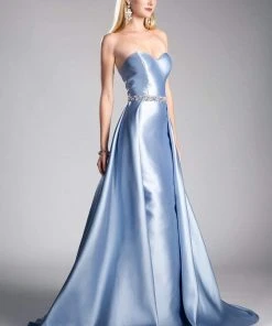 Cinderella Divine - 455 Beaded Belt Strapless Silk Gown With Overskirt Formal Gowns 15 Cinderella Divine - 455 Beaded Belt Strapless Silk Gown With Overskirt Formal Gowns