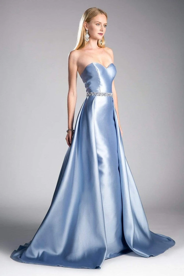 Cinderella Divine - 455 Beaded Belt Strapless Silk Gown With Overskirt Formal Gowns 8 Cinderella Divine - 455 Beaded Belt Strapless Silk Gown With Overskirt Formal Gowns
