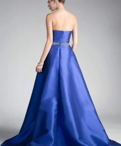 Cinderella Divine - 455 Beaded Belt Strapless Silk Gown With Overskirt Formal Gowns 17 Cinderella Divine - 455 Beaded Belt Strapless Silk Gown With Overskirt Formal Gowns