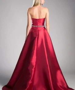 Cinderella Divine - 455 Beaded Belt Strapless Silk Gown With Overskirt Formal Gowns 11 Cinderella Divine - 455 Beaded Belt Strapless Silk Gown With Overskirt Formal Gowns