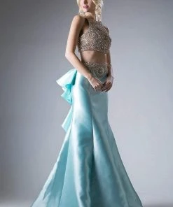 Cinderella Divine - 5045 Two Piece Beaded Mermaid Gown Formal Gowns