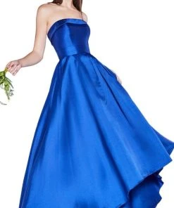 Cinderella Divine - 5277 Strapless Mikado High Low Hem Gown